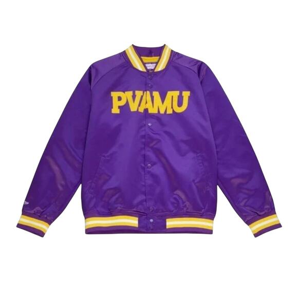 NWT! Mitchell & Ness PVAMU NCAA Lightweight Full Snap Bomber Jacket - Size 3XL - Picture 1 of 6